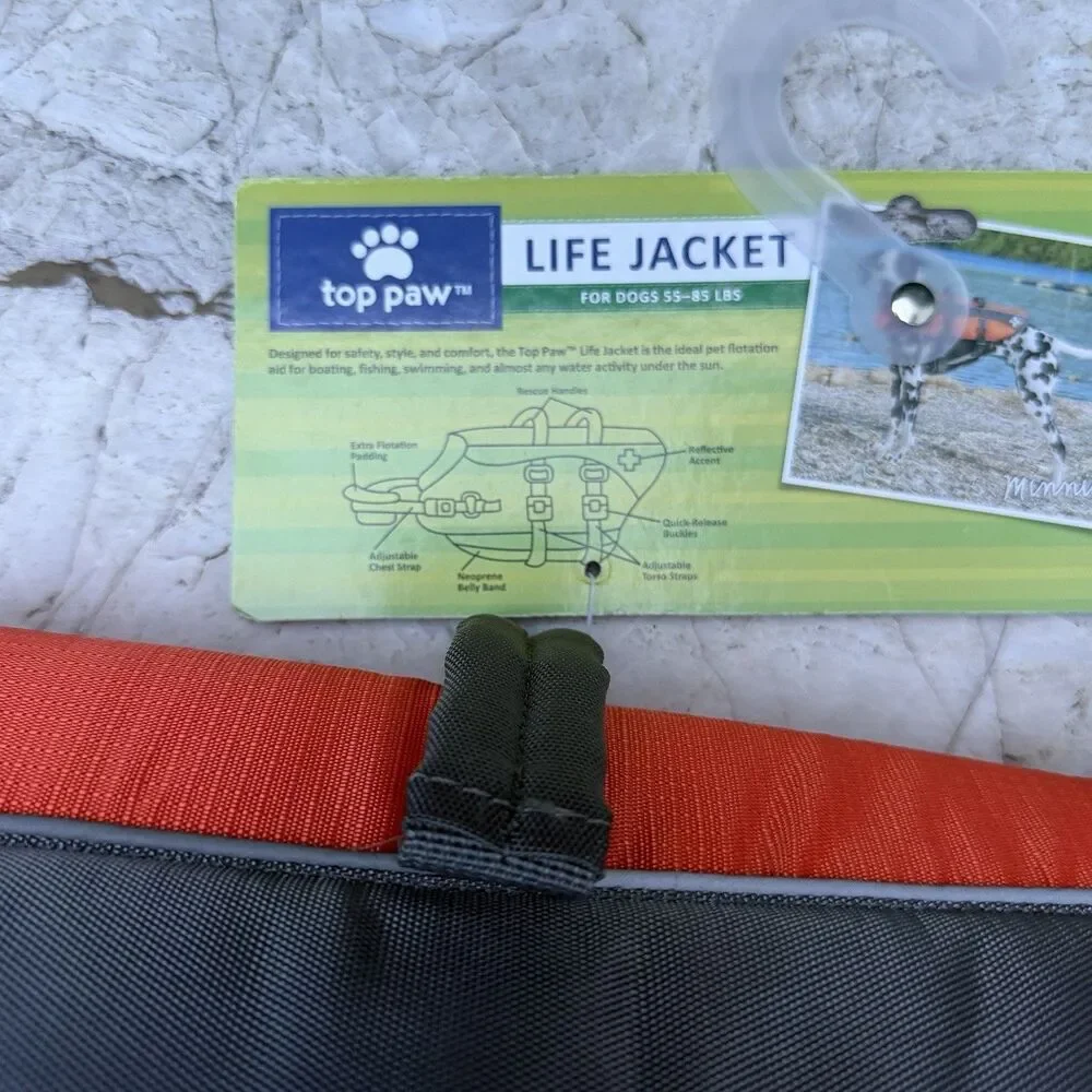 Top Paw Life Jacket, Neoprene, ORANGE, Large girth 28-32